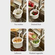 1pc Plastic Hanging Sink Drain Basket, Self-Cleaning Push-In Automatic Tilting Kitchen Sink Food Waste Collector, Bottom Removable For Easy Installation And Disassembly