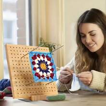 Hölzernes Strickblockbrett Granny Squares Häkel-Blockiermatte für Schals, Socken, Pullover und selbstgemachte Handarbeitsprojekte, 1 Set aus hölzernem Häkel-Blockbrett, das für manuelles Weben, Nähbretter und dekorative Nähprodukte wiederverwendet werden kann