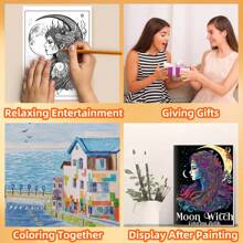 Moon Witch Design: Interesting Moon Witch Adult Coloring Book, With Beautiful Patterns And Clear Lines, Can Relieve Stress And Emotion, An Excellent Gift For Family Gatherings, Easter, Thanksgiving, Christmas, New Year, Valentine's Day, And Suitable For Room Decoration,Back To School,School Supplies