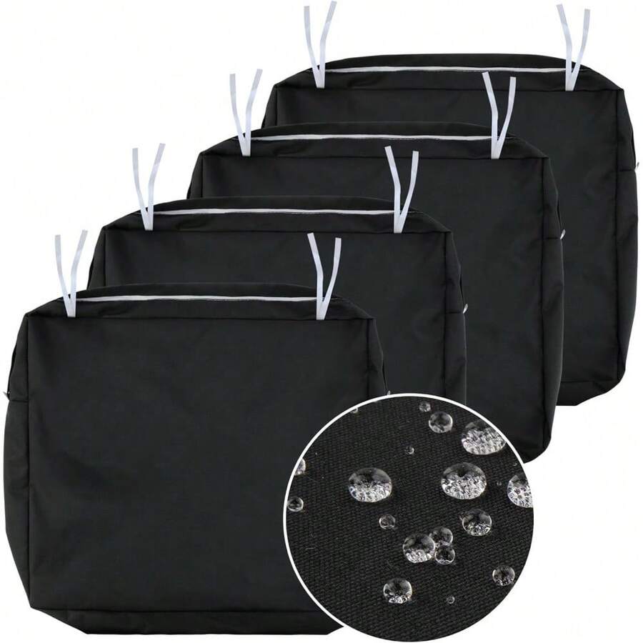 Local Delivery- Outdoor Cushion Slipcovers Waterproof 4 Pack Patio Chair Seat Cushion Covers With Zipper And Tie, 22 X 20 X 4 Inch, Replacement Cover Only - Black - View 1