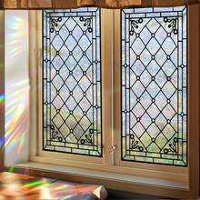 1/4 Piece Rainbow Prism Window Film, PVC Refraction Decal For Glass Surface - Reusable, No Adhesive, Double-Sided Rainbow Sun Catcher, Suitable For Home And Office Decoration, Smooth Surface, Rectangular - Multicolor - View 3