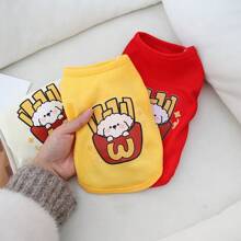 Cute Cartoon Pattern Pet Vest, Fit For Cats And Small Dogs, Waffle Texture, Suitable For Spring And Summer