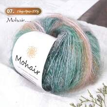 渐变彩虹色马海毛纱线，条纹渐变彩色纱线，适合 DIY 手工，适用于编织时尚镂空毛衣、围巾、帽子和女士披肩