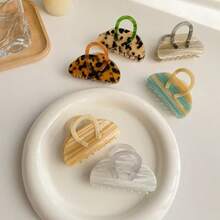 韩版醋包手提包法式发夹女优雅后脑勺玳瑁发爪小众发夹头饰包豹纹发夹小众设计醋酸纤维发夹高档发爪发夹发饰韩版撞色手提包醋酸纤维发夹时尚发饰优雅发夹女爪夹 - 彩色 - 查看 2