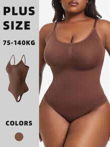 1 pieza Body moldeador sin costuras para mujer de talla grande con control del abdomen, cintura aplanada y efecto reductor, entallado de abdomen, entrenador de cintura con tanga moldeadora