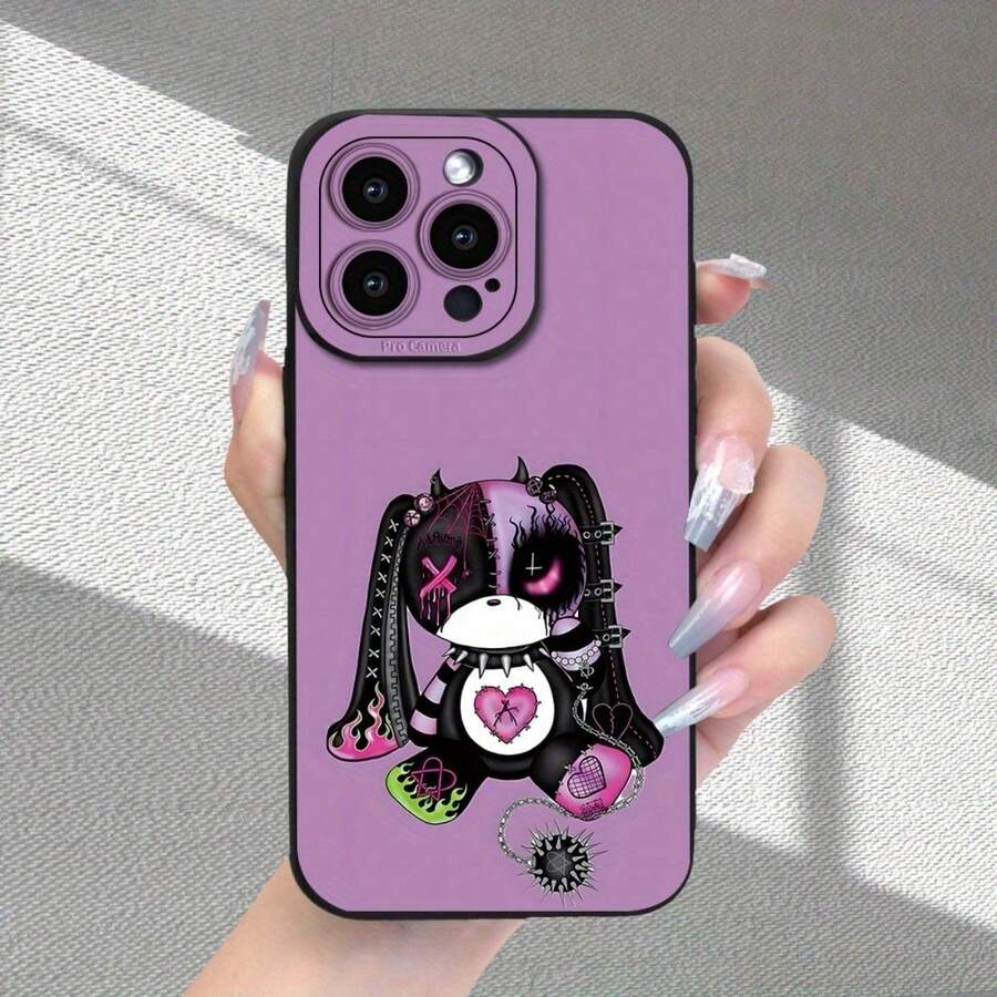 Funda de teléfono móvil con patrón de muñeca de dibujos animados de estilo punk morado, nueva y de alta , con protección de cámara completa, a prueba de golpes y antihuellas, adecuada para los modelos 16/15/14/13/12/11/X/XR/XS/8/7/SE Mini Plus Pro Max. Puede ser un regalo para amigos hombres y mujeres. - Negro - Ver 1