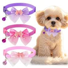 1 pièce ou 3 pièces/set Joli collier de chat/chien à clochette en forme de nœud papillon brillant, convient pour une utilisation quotidienne