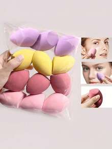 [12pcs Water-Absorbent Makeup Sponges] 12pcs Latex-Free, Water-Absorbent Polyurethane Makeup Sponges - Suitable For Liquid, Cream, And Powder Foundations - Available In Multiple Colors - Multicolor - View 10