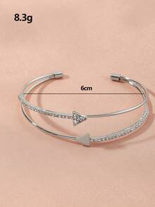 NAIZHU 1pc Adjustable Geometric Triangle Rhinestone Bangle Bracelet - Silver - View 3