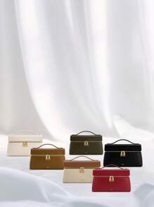 Geantă în stil retro la modă, portabilă, simplă, versatilă, pe umăr, potrivită pentru munca de birou, călătorie de afaceri, navetă, în aer liber pentru femei, în formă de cutie