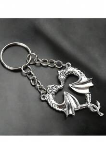 1pc/4pcs Vintage Silver Dragon Key Chain Keyring, Handbag Accessory, Car Key Chain, For Men & Women, Suitable For Multipurpose, Ideal For Birthday, Party, Back To School Gifts - Silver - View 9