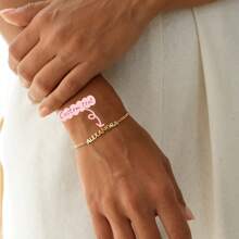 1 Piece Stainless Steel Personalized Custom Bracelet - Custom Name Bracelet - Personalized Name Jewelry - Light Luxury Egyptian Cuban Style, Minimalist Stainless Steel Custom Bracelet, Customizable With English Name, Date, Number, Valentine's Day, Party