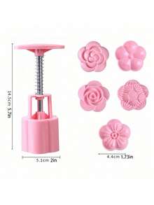 6-Piece Flower-Shaped Pastry Mold Set, Including 1 Extrusion Barrel And 5 Flower-Shaped Molds, Cake Making Diy Baking Tools, Cookie Molds, Kitchen Baking Accessories, Kitchen Gadgets, Perfect Baking Tools. - Multicolor - View 6