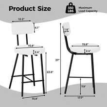 Counter Height Bar Stools Set Of 2 / Set Of 4, 24" Boucle Barstools With Back, Modern Upholstered Bar Chairs For Kitchen Island, Dining Room, Cafe - Kem Trắng - Xem 7