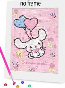 Sanrio Kit de pintura de diamantes de Kuromi de Sanrio, materiales DIY hechos a mano para niños, regalo de cumpleaños para niños, pintura de diamantes, adorno de escritorio para decoración interior