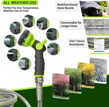 Flexible Garden Hose 50 FT - Heavy Duty Non-Expandable 50FT Outdoor Water Hose Pipe, 1/2" X 50Feet, 3/4" Solid Swivel Fittings, 50 Feet, Kink And Leak Proof - Multicolor - View 6