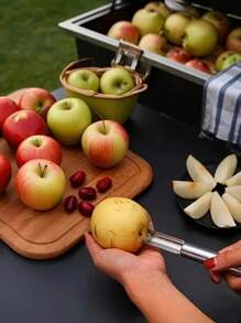 1 Stück Edelstahl Kern-Entferner für Obst, 304 rostfrei, ergonomischer Griff für Apfel, Birne, Kirsche, Pflaume, unverzichtbar für Camping & Küche, leicht zu reinigen, ohne Batterie, Outdoor-Kochausrüstung, praktisches Küchenutensil, spülmaschinenfest (Farbe & Stil können variieren)
