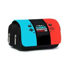 Estuche de lápices de una capa con estampado de consola de juegos - Negro - Ver 14