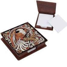 1pc DIY Diamond Painting Note Holder Wooden Memo Box For Desk – Special Shaped Rhinestones, Flower & Animal Patterns, Includes 160 Sticky Notes, Handmade Memo Holder For Office, Home, School, Crafts & Holiday Gifts