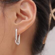 Chic Minimalist Square Hoop Earrings - Hypoallergenic Geometric Earrings Design, Perfect For Casual Wear And Everyday Style