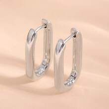 Chic Minimalist Square Hoop Earrings - Hypoallergenic Geometric Earrings Design, Perfect For Casual Wear And Everyday Style