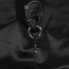 1 件装新款十字时尚耳挂重量器适用于拉伸耳朵量规简约不锈钢拉伸套装身体饰品女士