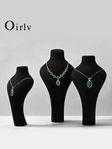 Oirlv Fashion PU Leather Mannequin Bust Necklace Display Stand Portrait Model Neck Pendant Jewellery Storage Rack Holder Jewelry Store Showcase Props - Portrait - View 7