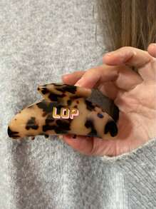 1pc Leopard Print Cute PVC Plastic (Polyvinyl Chloride) Custom Name Hair Claw, Personalized Tortoise Shell Acrylic Clip, Customized Monogrammed Claw Clip Hair Clip, Wedding Hair Accessories