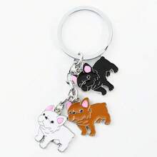 1pc Metal Cartoon French Bulldog Dog Keychain Cute Doll Key Chain For Woman Bag Pendant Car Key Ring Gift - Multicolor - View 11