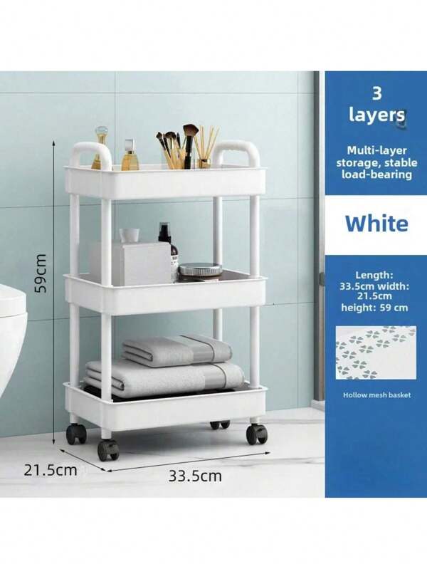 Chariot utilitaire à 3 étages avec poignées renforcées : polyvalent pour la cuisine, la salle de bain, la salle d'artisanat et plus encore, convient à plusieurs pièces