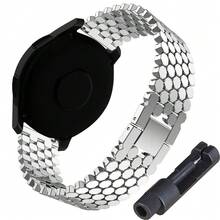 20/22 毫米时尚金属表带，鳞片设计兼容三星手表 7 6 5 4 3 5pro 4/6classic Active，适用于 /Amazfit/Garmin/Realme，适用于 Amazfit Watch Bip 5 GTR GTS 4/3/3pro/2/2e，男女通用