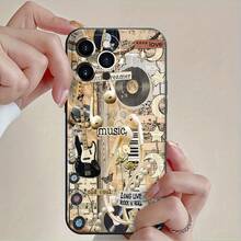 Vintage Music-Themed Mobile Phone Case, Adorned With Musical Notes And Retro Vinyl Records, Suitable For Iphone 16, 15, 14, 13, 12 And 11 Pro Models, Made Of TPU Material, And Provides Shockproof Protection.Ideal For Music Lovers, Friends, Family, Birthdays, Holidays, And Special Occasions Like Valentine'S Day. - White - View 4