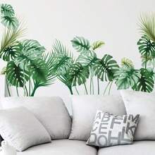 Tropical Wall Decals Palm Leaf Wall Stickers For Living Room Green Plants Wall Decor Posters Vinyl Peel And Stick Art Murals For Bedroom Nursery Office - Leaves-12 - View 1