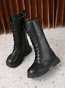 2025 New Style Fashion Versatile Girls Long Shaft Flat Knight Boots, Girls & Big Girls - Black - View 6
