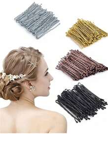 50/100/200 Stück Haarspangen für Damen in einfacher, matter schwarzer Farbe, 5,5 cm-6 cm, modische Haraccessoires, schwarze Haarklammern, kleine schwarze Klemmen, Wellenklemmen, U-förmige Fixierungshaarspangen, Haarklammern