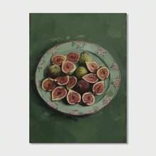 1 件装饰艺术现代复古无花果艺术帆布印刷品，时尚主题墙壁艺术海报，适合家庭办公室，无框垂直帆布材料，适合室内使用