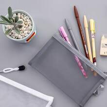 6pcs Transparent Mesh Pencil Case, Exam Use Clear Office Desk Stationery Storage Box, Back To School Gift For Friends,Pencil Pouch,School Bag