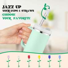 Straw Toppers For  Cup, Cute Straw Cover Cap Compatible With 20 30 40 Oz Tumbler And Water Bottles, 6 8 10mm Straws Accessories, 2Pcs Silicone Rose Flower For Women Girls Friends Gift (Pink)