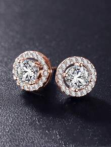 eTel LiKe 1 paire de boucles d'oreilles rondes à clous, accessoire de mode cadeau convenant pour un port quotidien - Argent - Voir 9