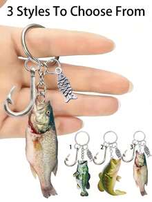 These Realistic Acrylic Fish-Shaped Keychains Feature A Fishing Hook And Small Fish Or Seashell Pendants, And Come In Various Fish Designs. They Make Ideal Gifts For Fishing Enthusiasts, Suitable For Husbands, Children, Parents, And Other Family Members. They Also Make Lovely Gifts For Thanksgiving, Christmas, Or Halloween, And Can Be Used As Unique And Personalized Decorations For Backpacks, Bags, Or Keys.