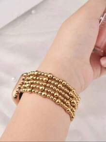 1pc Fashion Beaded Bracelet Smart Watch Strap, Elastic Rope Fashionable And Cute, Compatible With Apple Watch Band Compatible With Apple Watch Strap Women, Compatible With Apple Watch38/40/41/42/44/45/46/49mm, Compatible With Apple Watch Series Ultra/SE/10/9/8/7/6/5/4/3/2/1,Suitable For Gifting Friends Girlfirend Mother's Day Valentine's Day Style