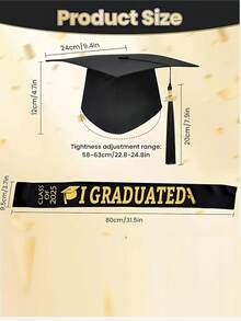2025 Graduation, 'I Graduated' Stain Sash And Graduation Cap With 2025 Tassel Class Of 2025, One Size Fits Most, Perfect For Graduation Party Supplies - Multicolor - View 4