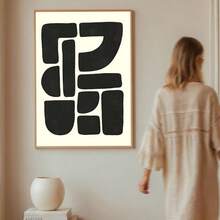 1 szt./zestaw Minimalistyczne beżowo-czarne geometryczne wydruki ścienne na płótnie, elegancka dekoracja ścienna do domu, sypialni, kuchni, salonu, hotelu, kawiarni, biura, dekoracja w stylu średniowiecznym, idealna dekoracja pokoju, świetny prezent, rama nie jest dołączona - Wielokolorowe - Zobacz 2