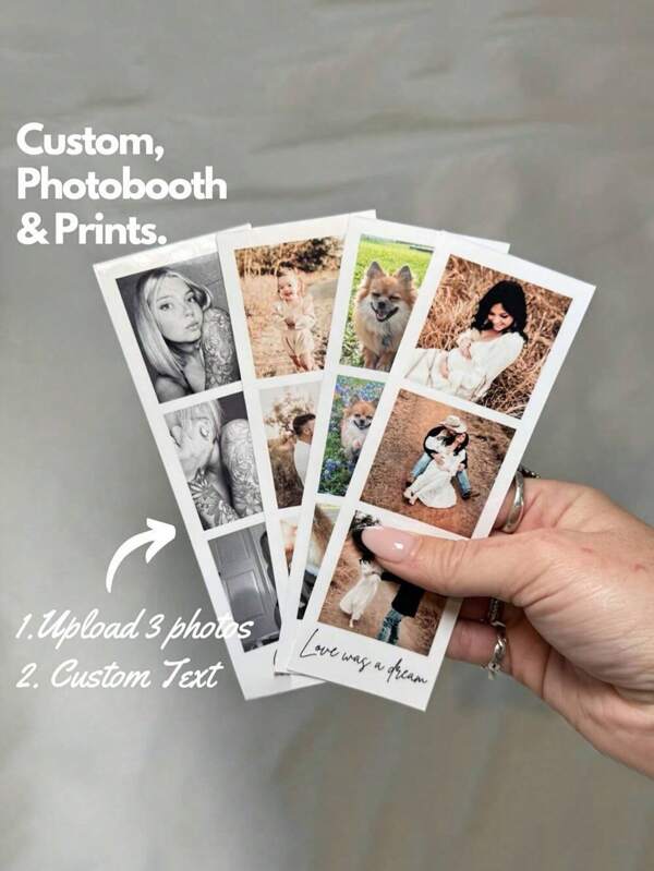 1-5Pcs Custom Photo Film Strip, 1pc Personalised Photo Gift With 3 Images, Retro Style Print, Wedding Keepsake, Film Photography Gift, Custom Photo Bookmark,Personalized Customized Photo Strips,Wedding Photo Booth Cover