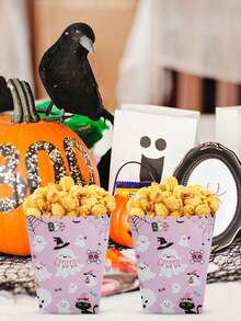 10 Piezas Cajas de Palomitas de Maíz de Halloween, Diseño de Castillo de Calabaza Espeluznante Murciélago Truco o Caja de Bocadillos y Dulces, Decoraciones de Halloween, Recipiente para Galletas de Halloween, Caja de Alimentos de Papel, Caja de Regalo, Decoración del Hogar, Decoración de Mesa de Cocina, Decoración de Halloween Feliz, Suministros para Fiestas de Halloween, Decoración de Vajilla - Multicolor - Ver 5