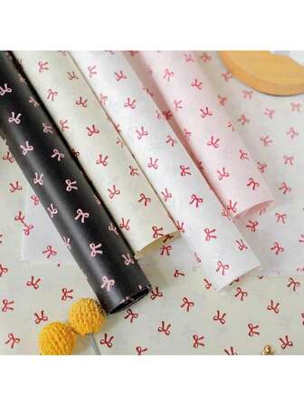 5/20pcs Sheets Of Bow Print Wrapping Paper, Clothing Shoe Box Lining, Gift Wrapping Decorative Paper, Valentine's Day Flower Wrapping Paper, Sydney Paper Thickened Packaging Lining, Bouquet Packaging Tools, Decorative Supplies, Suitable For Valentine's Day Gifts, Parties, Bouquets, Bread, Eggs And Cake Wrapping Paper, Father's Day Wrapping Paper, Teacher's Day Nurse Bouquet Wrapping Paper