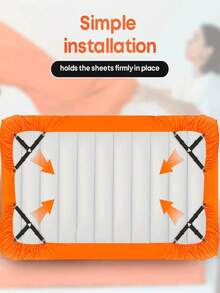 4 件套床单固定带床单固定扣 - 可调节弹性床单固定器，适用于褶皱床单