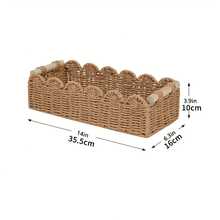 1个编织收纳篮，扇形边缘设计，手持式收纳篮，适用于马桶水箱顶部置物架、浴室、客厅、卧室、梳妆台、家居装饰、浴室配件、桌面收纳整理、礼品篮、节日装饰礼品篮，理想的礼品篮 - 卡其色 - 查看 4