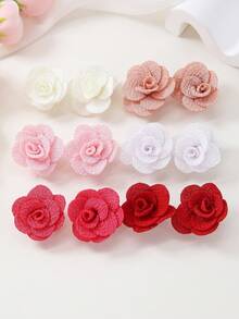 10pcs/Set Girls Faux Flower Rose Hair Clips, Versatile Side Bangs Clips, Non-Damaging Hairpins, Suitable For Daily Use - Multicolor - View 3