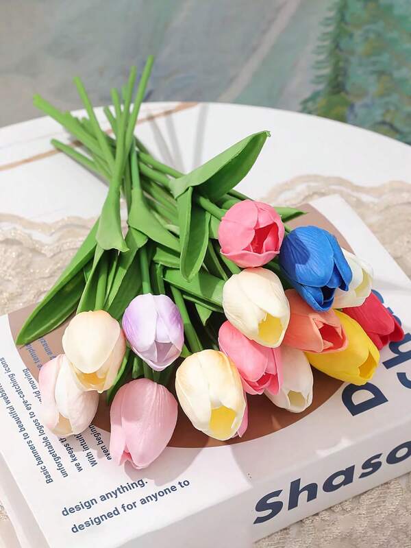 20pcs Artificial Tulips Home Room Decor Garden Ornaments Wedding Props Fake Flowers